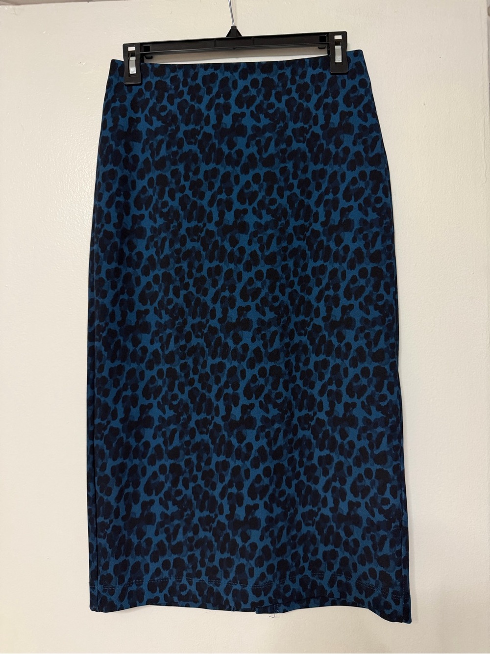 Banana Republic Blue and Black Leopard Midi Skirt